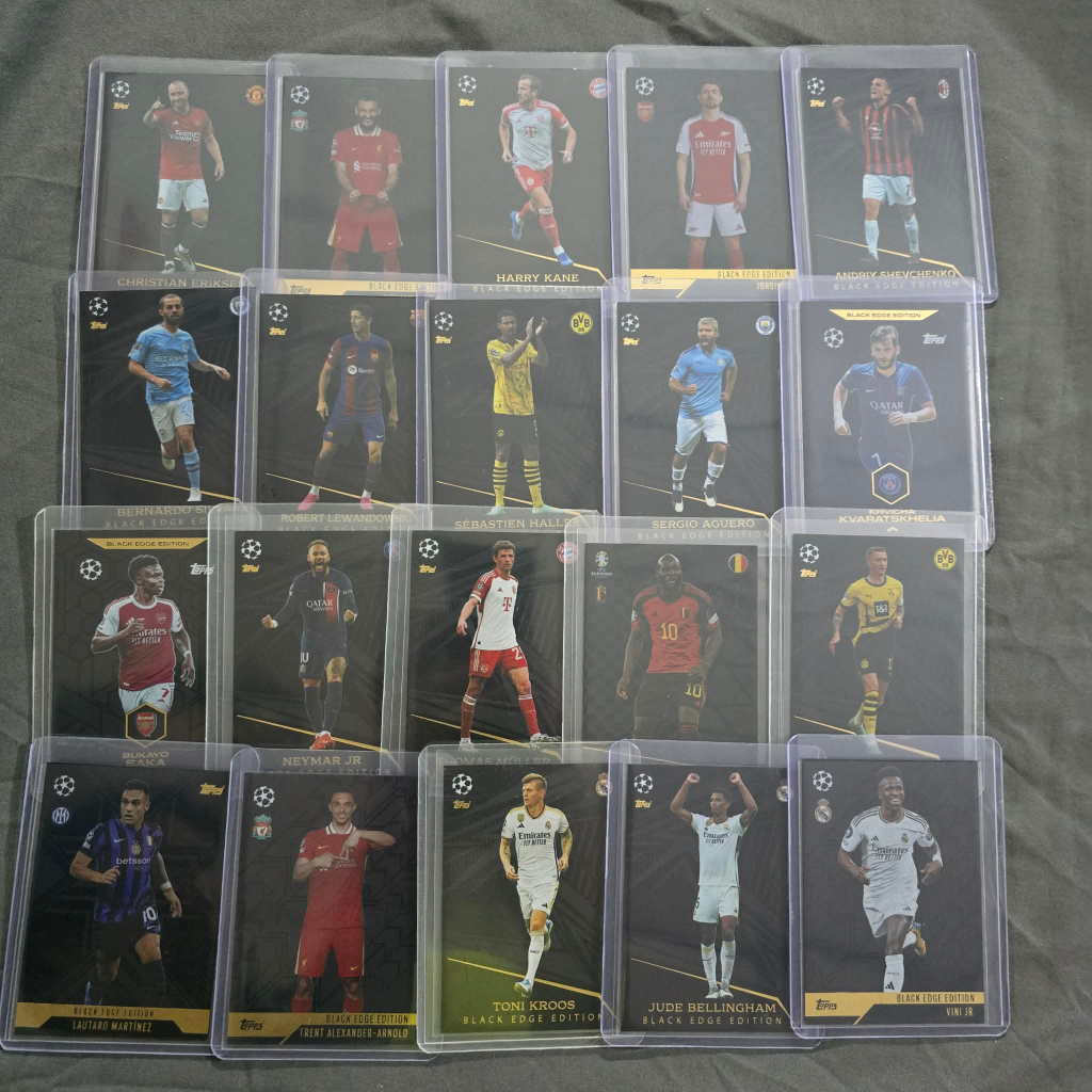 การ์ดบอล Topps Black Edge Edition การ์ดหายาก B.Saka Neymar Jr Marco Reus Romelu Lukaku Toni Kroos ของแท้ ส่งไว