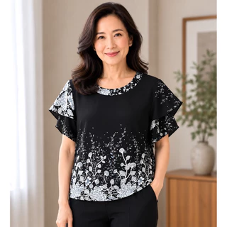เสื้อแขนกลีบบัวลายเชิง บิ๊กไซส์ อก 48-50นิ้ว ผ้าไหมอิตาลีสวยๆ