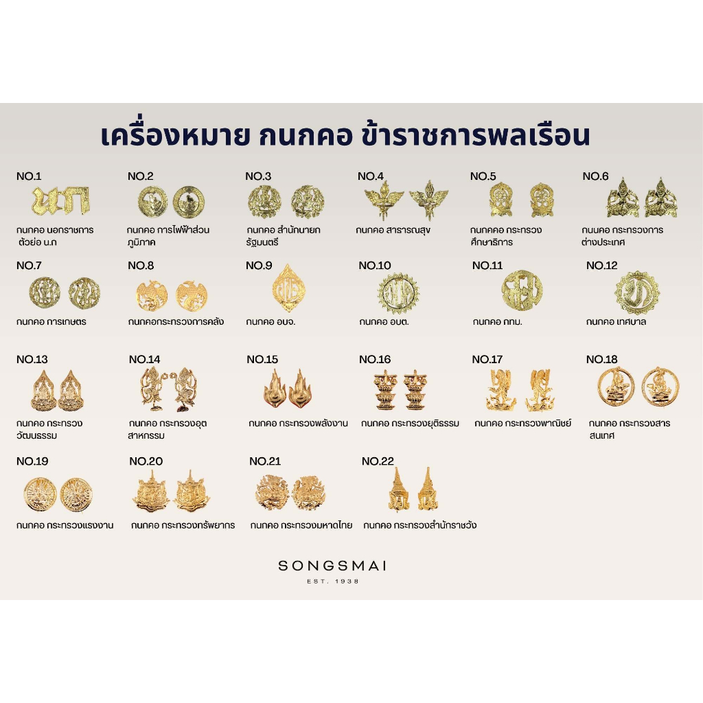 กนกคอทางการ ทุกสังกัด ทรงสมัย