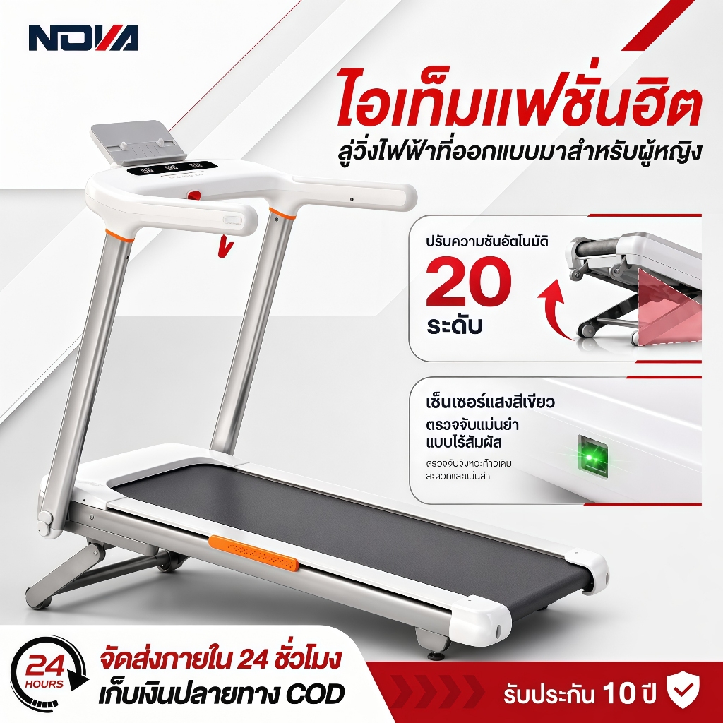 ลู่วิ่งไฟฟ้า U2 ปรับความลาดชันไฟฟ้า 20  5.0HP ลู่วิ่ง แอป "FITSHOW" อัจฉริยะ ปรับระดับความเร็ว 18 ระดับ