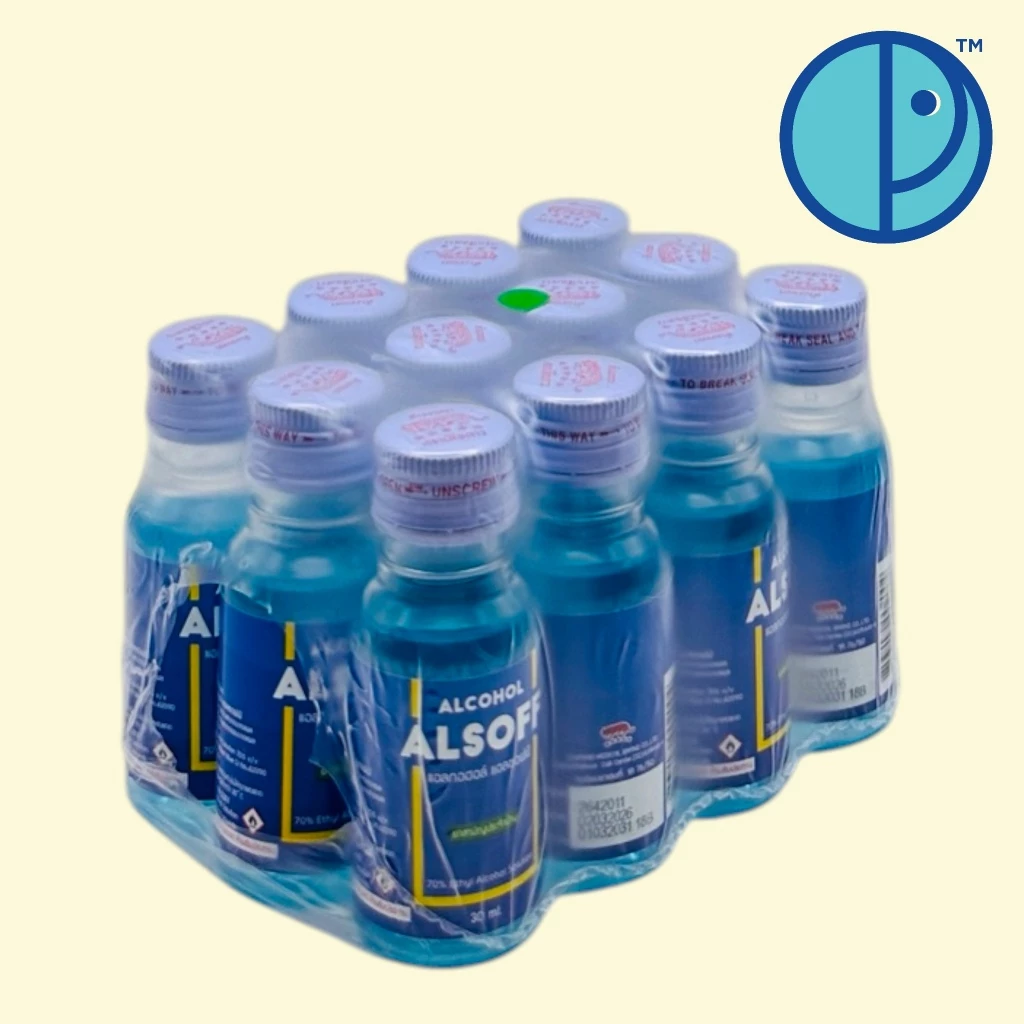 (ยกแพค 12 ขวด x 30 ml.) Alcohol ALSOFF แอลกอฮอล์ แอลซอฟฟ์ 70% Ethly Alcohol Solution