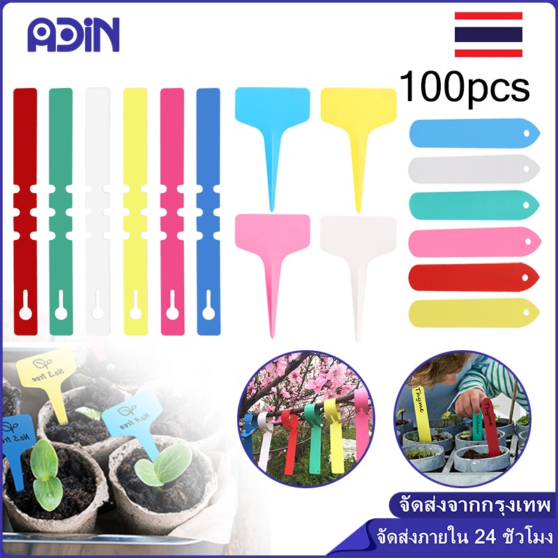 100 ชิ้น ป้ายชื่อต้นไม้แบบแขวน ป้ายแท๊ก ป้ายแทกต้นไม้ ป้ายชื่อต้นไม้ พลาสติก ป้ายชื่อแบบคล้องกิ่งไม้ ป้ายชื่อพลาสติก