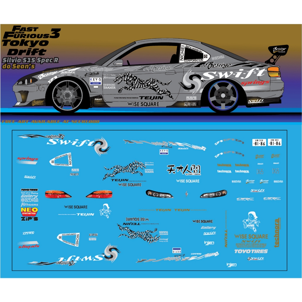 Nissan Silvia Sean's S15 Fast & Furious 3 tokyo drift Sean Boswell 1/64