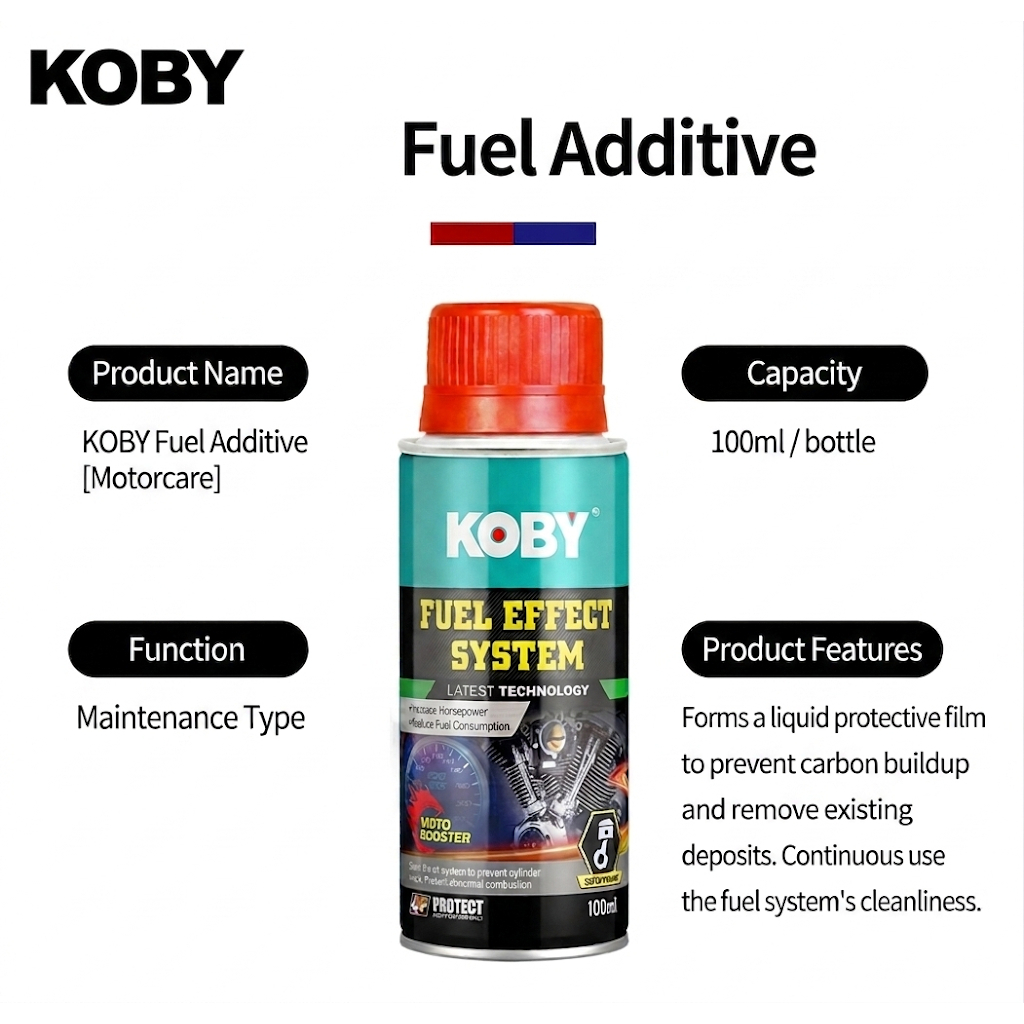 KOBY สารเติมแต่งน้ำมันเชื้อเพลิง 100ml ล้างหัวฉีด เพิ่มแรงม้า บิดติดมือ ประหยัดน้ำมัน ลดการสึกหรอ สำหรับมอเตอร์ไซค์