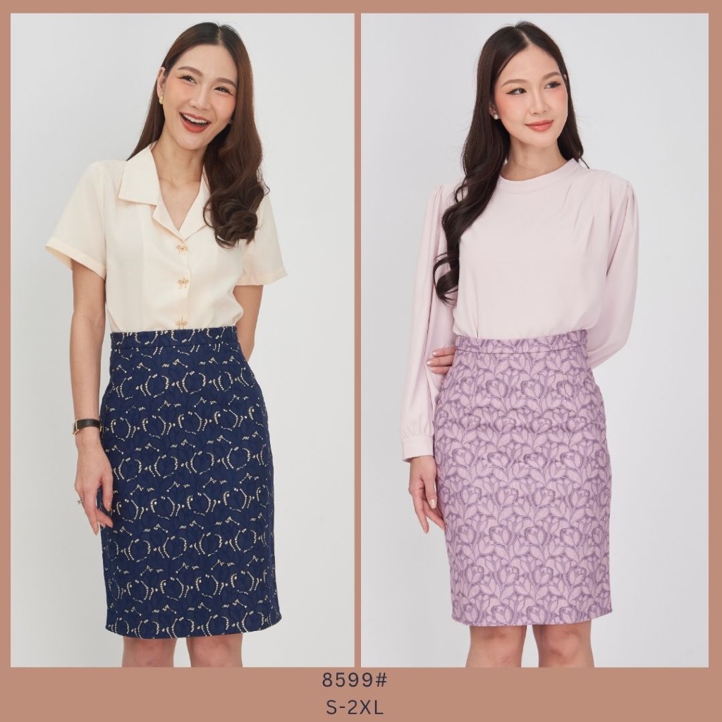 Laboratory กระโปรงลูกไม้อัดผ้ากาว 8599-1# ทรงสอบยาว 23-24นิ้ว มีไซส์ S-2XL