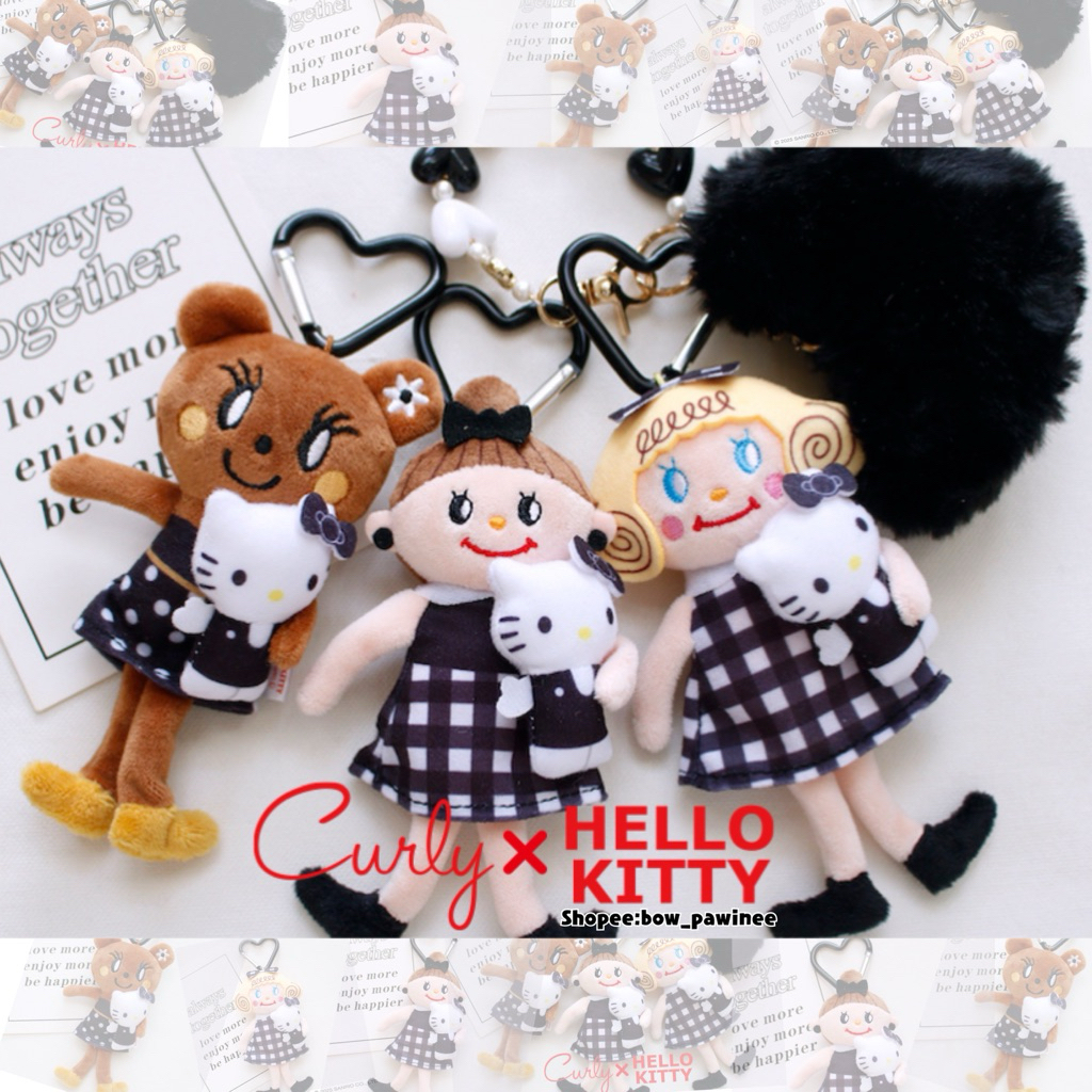 [ เก็บโค้ดส่วนลดก่อนนะคะ] พวงกุญแจ Curly x Hello Kitty อุ้มตุ๊กตา Hello Kitty ตัวจิ๋ว ของแท้ %จากญี่ปุ่น