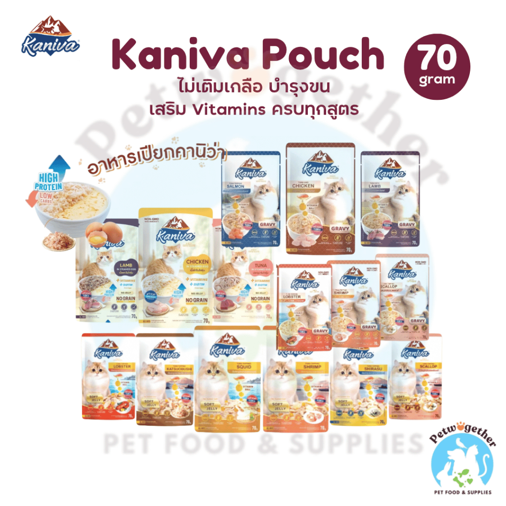 Kaniva คานิว่า อาหารเปียก เนื้อทูน่า สูตรบำรุงสุขภาพมี Vitamins Ball 70g.