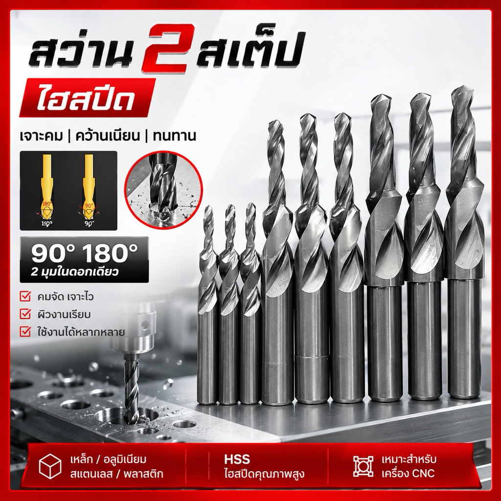 ดอกสว่าน 2 สเต๊ป - Straight Shank Step Drill