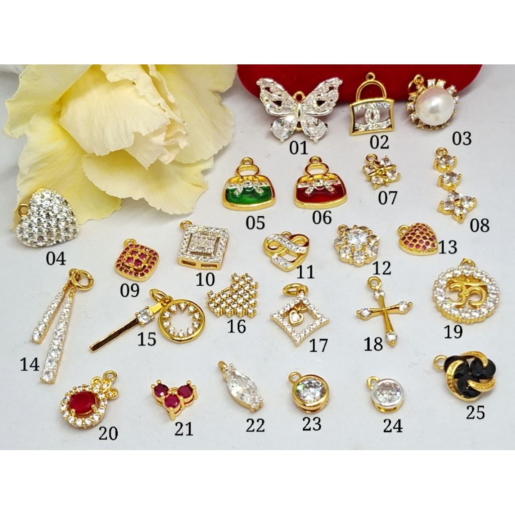 จี้ทอง 18k จี้เพชรสวิสแท้ จี้ทับทิม (ใส่ห่วงกลม)