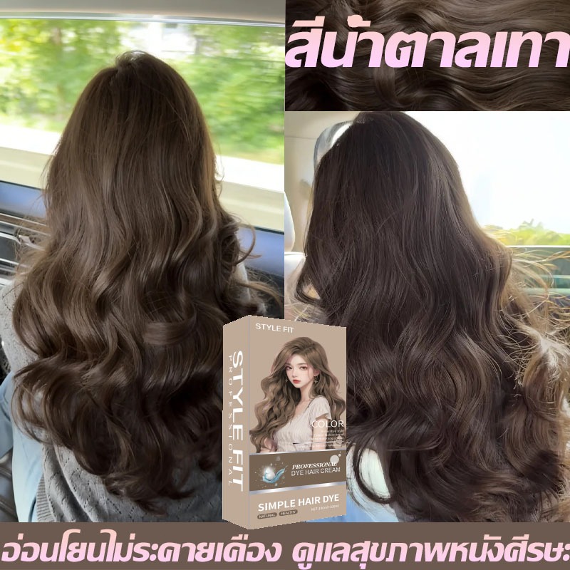 💥STYLE FIT สีน้ำตาลเทา สีย้อมผม ยาย้อมผม ย้อมผม ลงสีทันที ย้อมผมได้อย่างง่ายดายในเวลาสั้น ประหยัดเวลาและแรง