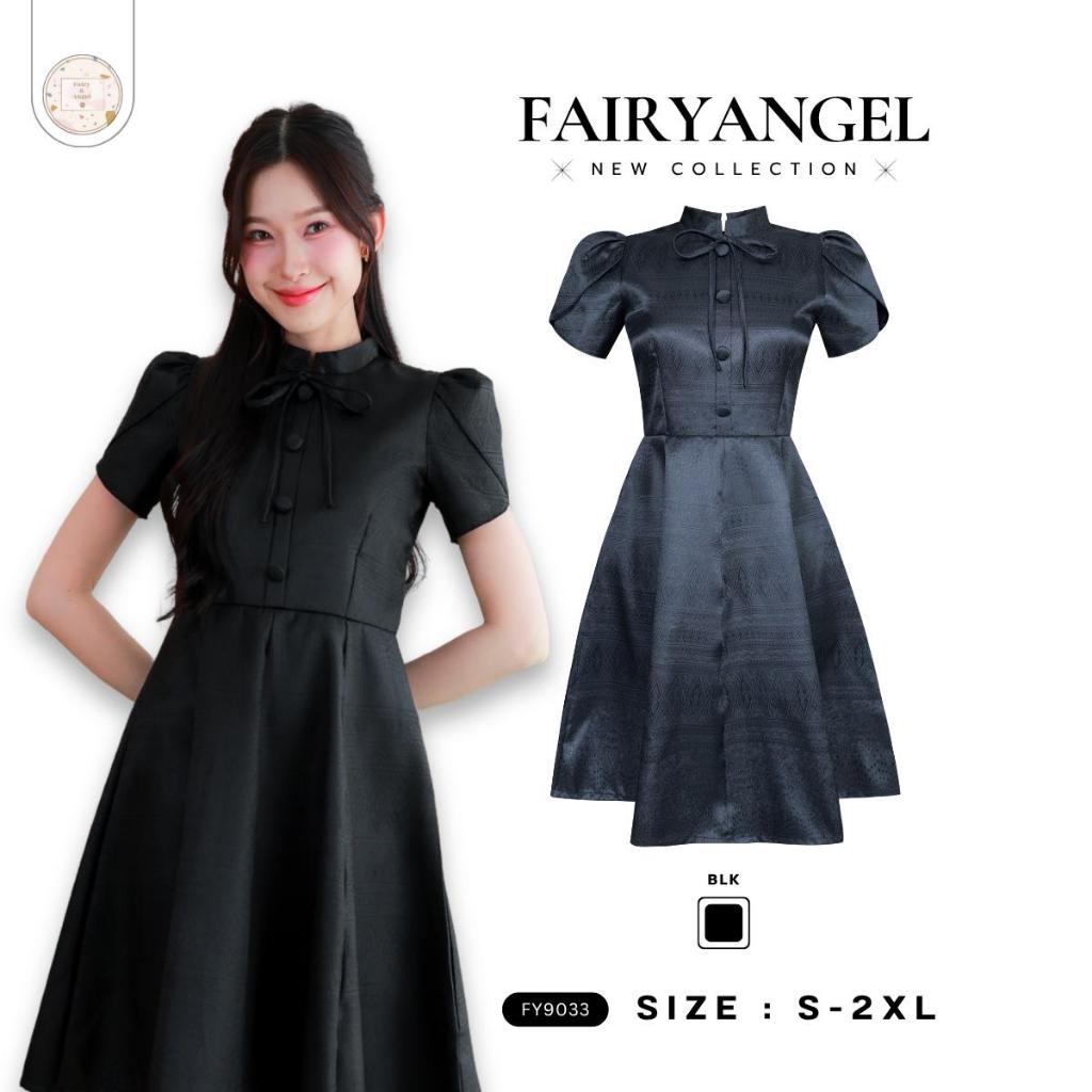 Fairyangelstore -  เดรสผ้าไทยทรงบานคอกลม (FY9097)