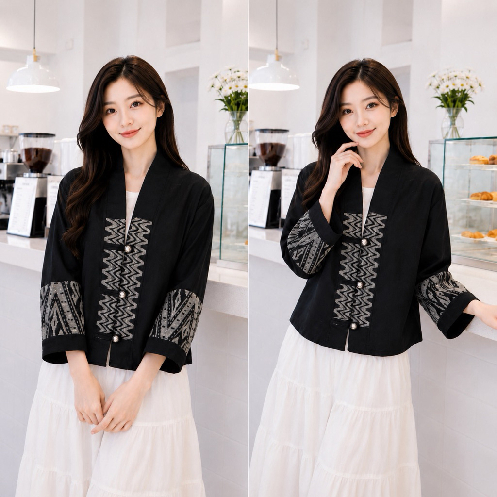 เสื้อคลุมผ้าฝ้ายโทนดำมินิมอล ผ้าฝ้ายใส่ทำงานและใส่เที่ยวได้