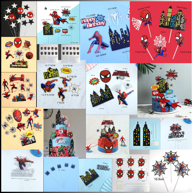 ป้ายปักเค้กสไปเดอร์แมน #3 🕷️🕷️🕷️ ป้ายปักเค้กซูเปอร์ฮีโร่ 🕷️🕷️🕷️ // 🛒สินค้าพร้อมส่งจากไทยนะคะ🛒