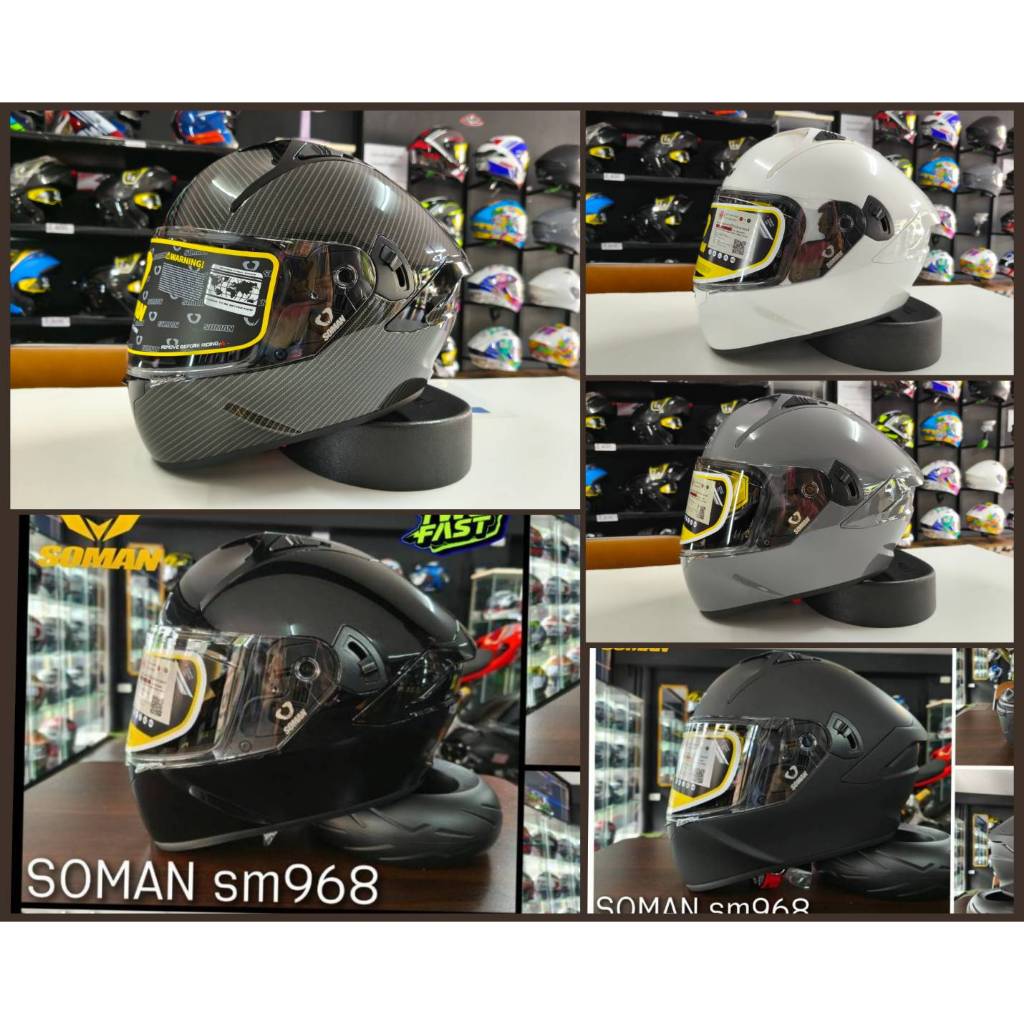 หมวกกันน็อคเต็มใบ SOMAN รุ่น SM968 แว่น2ชั้น