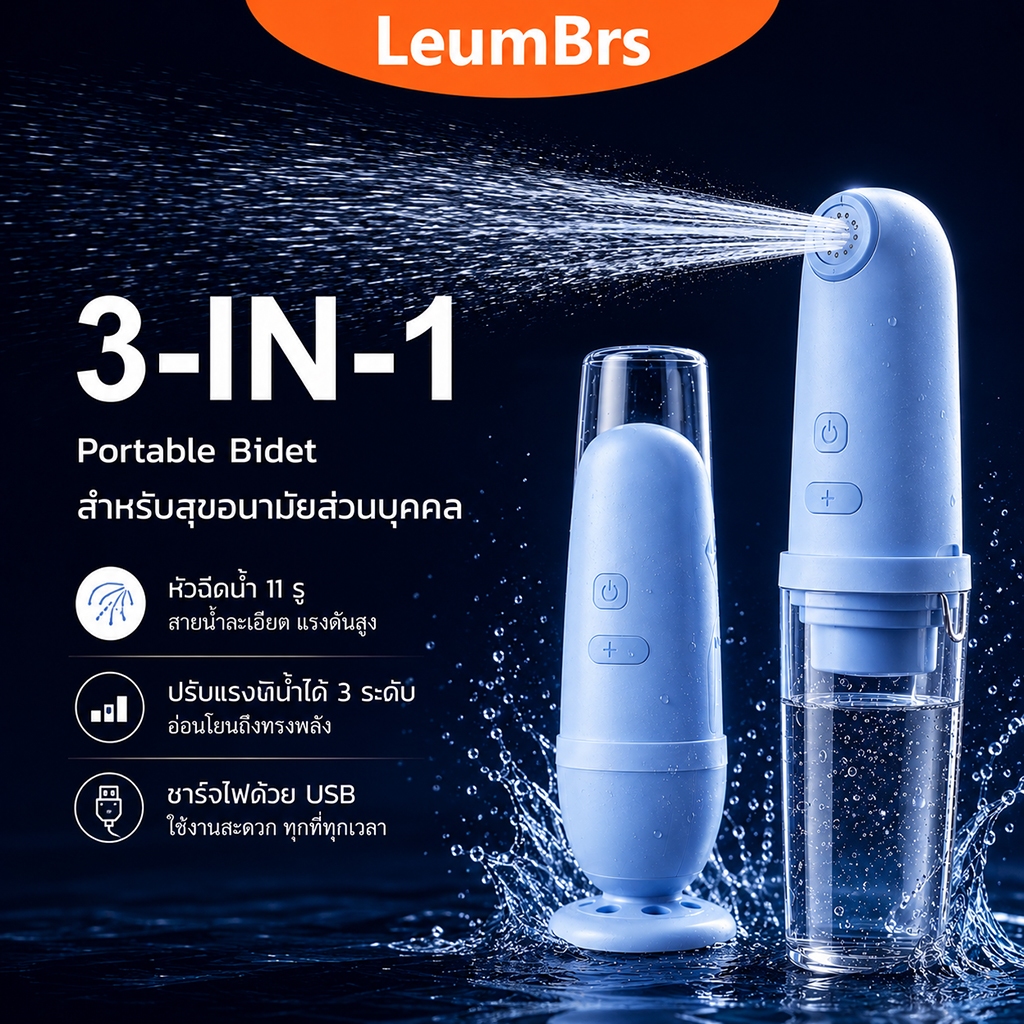 【รับประกัน 5ปี】Portable Bidet ที่ฉีดก้นพกพาไฟฟ้า1200mAh หัวฉีดชําระไฟฟ้า 3 โหมดแบบชาร์จ USB สําหรับทําความสะอาดหลังคลอดบ