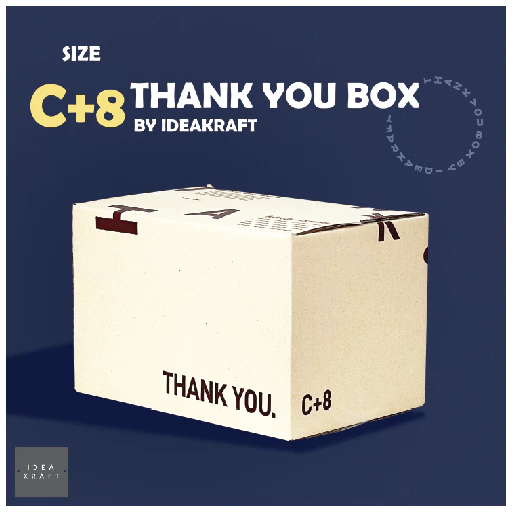 กล่องพัสดุ กล่องไปรษณีย์ฝาชน พิมพ์ลาย Thank You เบอร์ C+8 (20 ใบ)