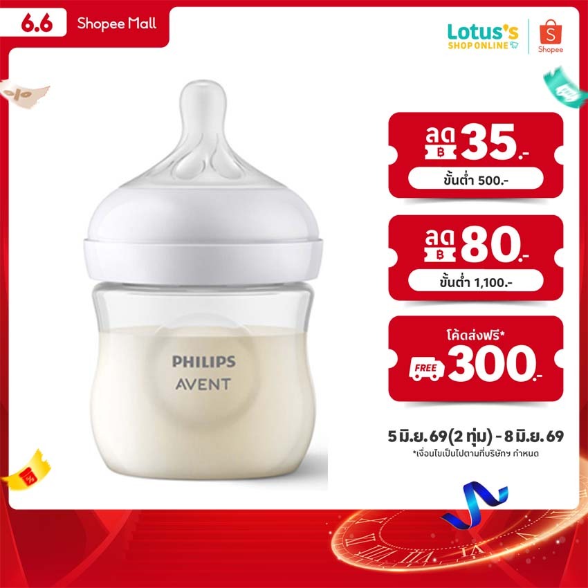 ฟิลิปส์ เอเวนท์ ขวดนม ขนาด 4 ออนซ์  รุ่น SCY900/01/02 PHILIPS AVENT NATURAL FEEDING BOTTLE 4OZ.#SCY900/01/02