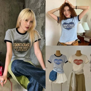 (พร้อมส่ง) Heart Vibe เสื้อยืดคอกลมสกรีนลายด้านหน้า - 9796 TAG WG.WE 🇰🇷