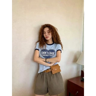 (พร้อมส่ง) Heart Vibe เสื้อยืดคอกลมสกรีนลายด้านหน้า - 9796 TAG WG.WE 🇰🇷