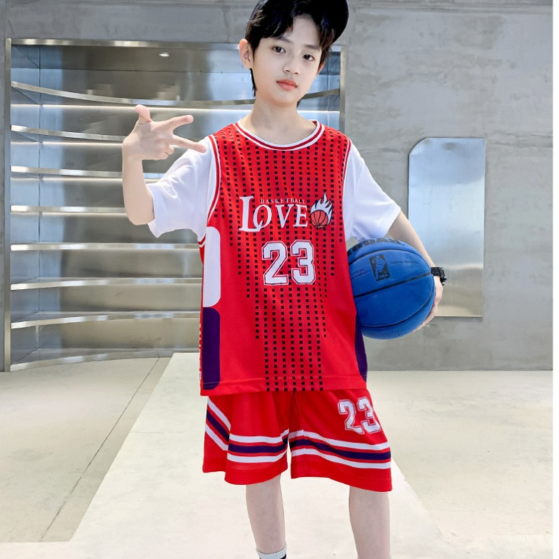 เสื้อผ้ากีฬา ชุดกีฬาเด็ก 7-14ปี ผ้าpolyester บาสเกตบอล