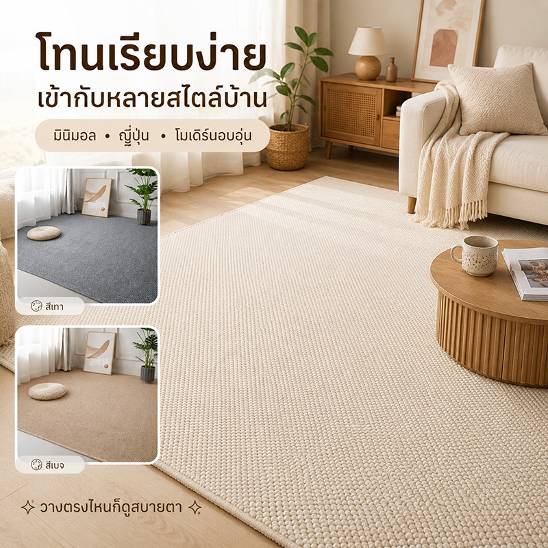 CSH พรมปูพื้น พรมปูพื้นห้องนอน พรมปูพื้นห้องรับแขก พรมปูพื้นบ้าน หลายขนาด หลายสี