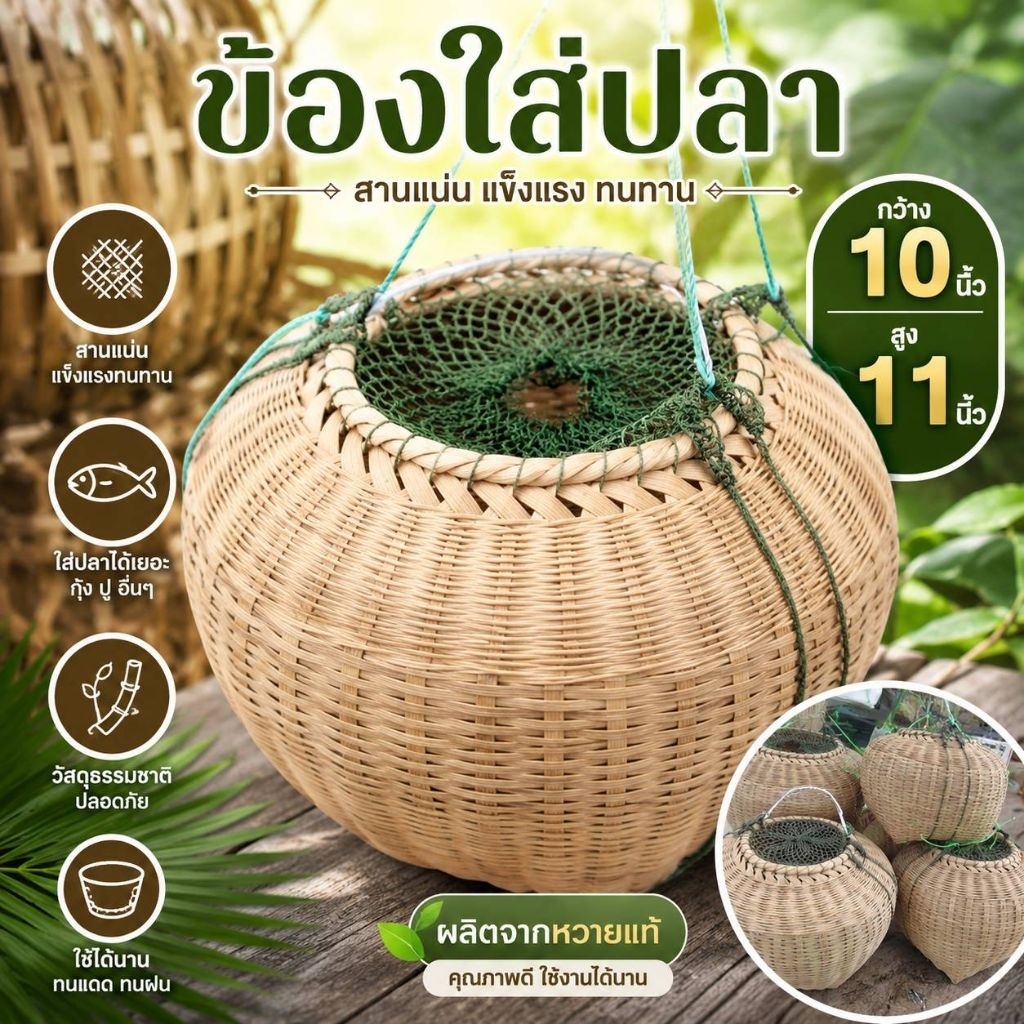 ข้องใส่ปลา กระชังปลา ข้อง ของใส่ปลาใหญ่ ข้องงานจักรสาน ราคาถูก Shopee Lazada