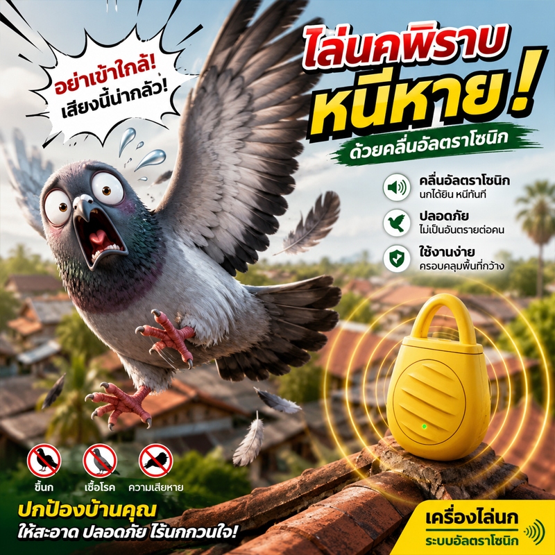 📣หมื่นเมตรไม่มีนก📣ไล่นกพิราบ ที่ไล่นก ยาไล่นก ไล่นก ได้ผลดี การแปลงความถี่อัจฉริยะ  ใช้ในบ้าน สวน ฟาร์ม หลังคา โกดัง