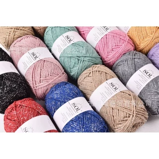 ไหมถัก 𝑺𝒐𝒍 𝑭𝒂𝒏𝒄𝒚 𝒀𝒂𝒓𝒏.1.5mm.100g.เส้นด้ายฝ้ายถัก ไหมถักผสมดิ้น Cotton Viscose metallic งานถักโครเชต์ งานฝีมือDIY