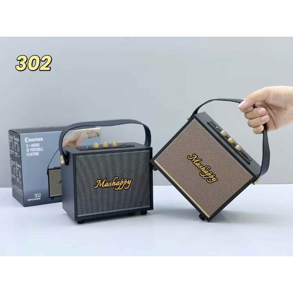 Mashappyลำโพงบลูทูธ รุ่น XM-302 ลำโพงพกพา เบสแน่น BT, USB, TWSแบตเตอรีในตัว Bluetooth speaker USB-Bl