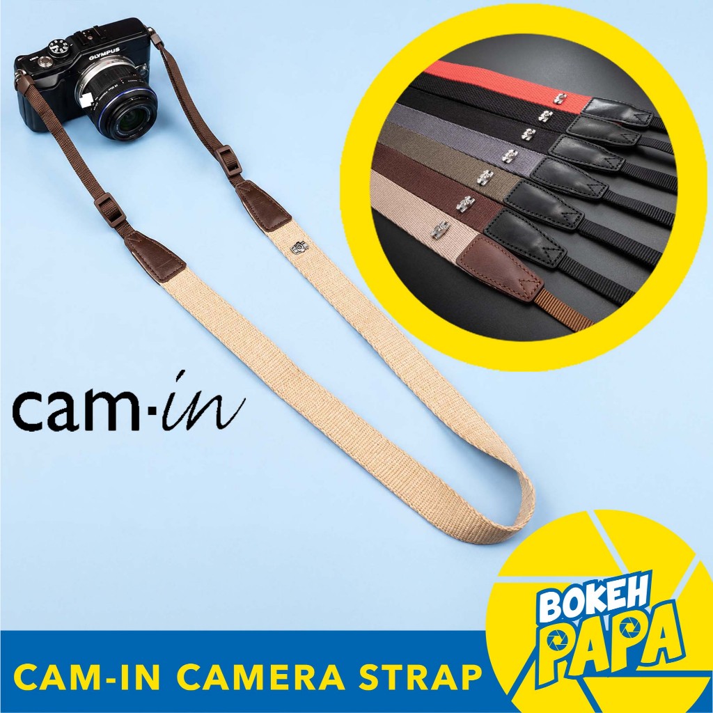 สายคล้องกล้อง Cam-in เกรดพรีเมี่ยม หนา นุ่ม ( สายกล้อง คล้องคอ Cam in Camera strap / Neck Strap สาย กล้อง คล้องคอ Camin