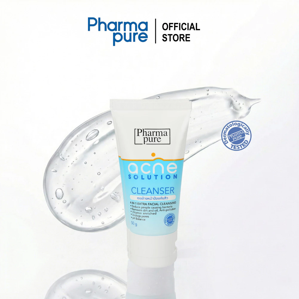 PharmaPure Acne Cleanser 50g. เจลทำความสะอาดผิวหน้า ให้ผิวหน้าสะอาดไร้สิว พร้อมดูแลผิวอย่างอ่อนโยน