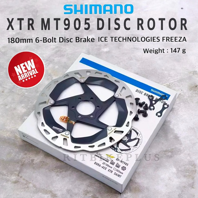 NEW2026 ใบดิสจักรยาน SHIMANO รุ่น XTR RT-MT905 DISC BRAKE ROTOR แบบน็อต 6 รู ขนาด 180mm ICE TECHNOLOGIES