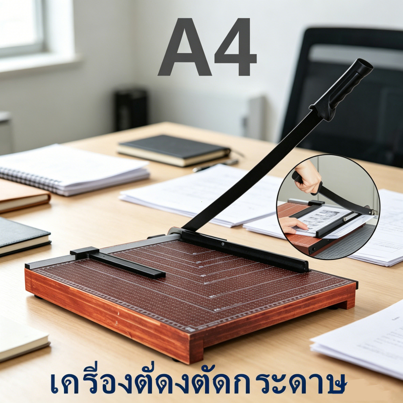 เครื่องตัดกระดาษขนาด A4 ฐานไม้ แท่นตัดกระดาษใช้สำนักงานและโรงเรียน