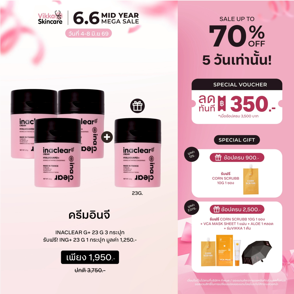 VIKKASKINCARE INACLEAR G+ Serum In Cream 23g อินนาเคลียร์ครีม ครีมฝ้า หน้าใส ลด ฝ้า กระ จุดด่างดำ