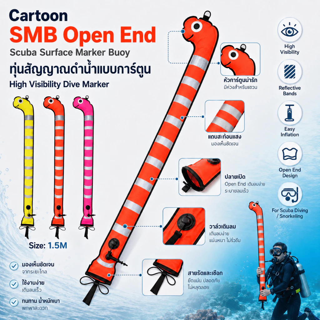 ทุ่นลอยด้วยเครื่องหมายมาร์กเกอร์ผิวท่อส่งสัญญาณสำหรับดำน้ำเล่นกีฬา