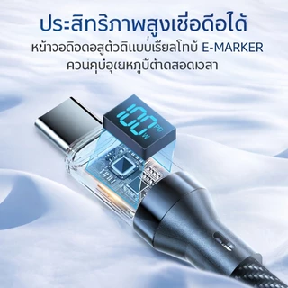 สายชาร์จ USB C To Type C 120W สายชาร์จเร็ว จอดิจิตอล โปร่งใส สายชาร์จถัก Fast Charge 6A สําหรับโทรศัพท์ แท็บเล็ต