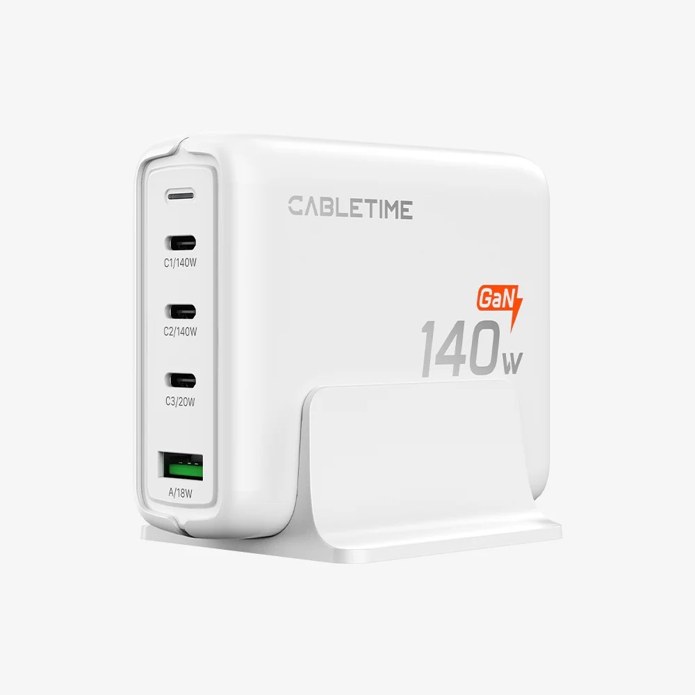 CABLETIME 140W GaN  140W GaN USB C สถานีชาร์จ 4 IN 1 Desk Charger Block สำหรับ MacBook Air/Pro iPhon