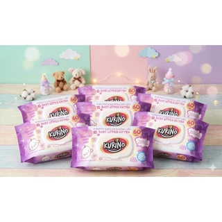 [ยกลัง] ทิชชูเปียกคูริโนะ(สีม่วง) Baby Wipes Extra กลิ่นดอกไม้ (1ลัง มี 36 แพ็ค) พร้อมส่ง