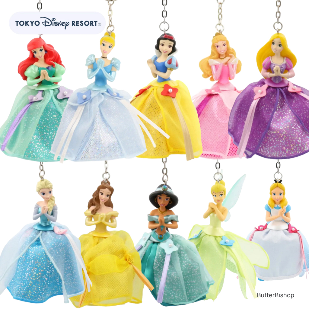(พร้อมส่ง) มือ 1 ดิสนีย์ พวงกุญแจเจ้าหญิง Tokyo Disney Princess Keychain Cinderella Aurora Ariel SnowWhite Belle Elsa