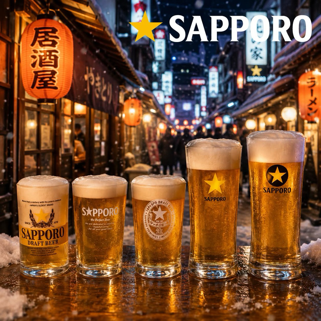 ของแท้!!! แก้ว Sapporo แก้วเบียร์ญี่ปุ่น แก้วช็อต แบรนด์ Sapporo ซัปโปโร สินค้าแท้จากประเทศญี่ปุ่น 🇯🇵