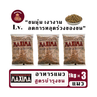 Maxima Lv. 1kg(3ถุง) อาหารแมวเกรดพรีเมี่ยมแมกซิม่า คุมเค็ม บำรุงขนและผิวหนัง