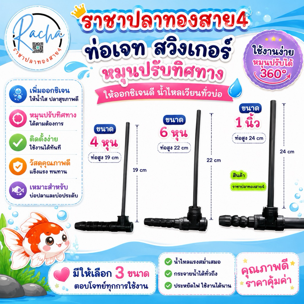 หัวเจท พ่นน้ำ หัวเจทต่อปั๊มน้ำ หัวเจทต่อท่อ มี 3 ขนาด