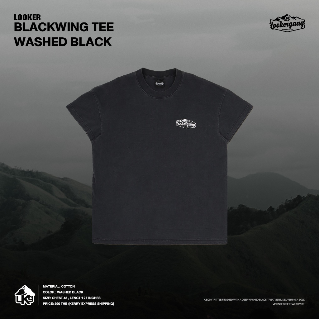 LOOKER® — BLACKWING TEE เสื้อยืดฟอกทรง Boxy (CAMPING)
