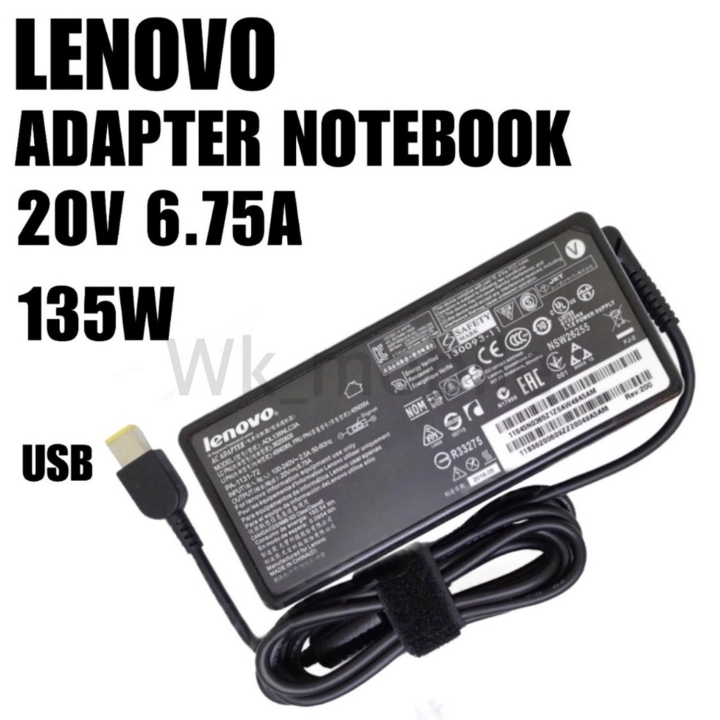 Lenovo Adapter 20V/6.75A 135W หัว USB สายชาร์จ Lenovo IdeaPad Gaming 3 15ARH05 สายชาร์จ เลอโนโว่ อะแดปเตอร์