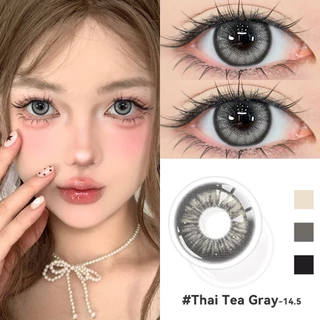 【ซื้อครบ2คู่แถม ยาหยอดตา+ดินสอเขียนคิ้ว】Midroo【FDA approved✅】เลนส์แฟชั่น Thai Tea Gray/Black ค่าสายตาสั้น Contact Lens