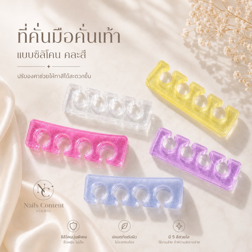 ที่คั่นนิ้ว ยางคั่นนิ้วทำเล็บ มีให้เลือกหลายสี ที่คั่นเล็บแบบซิลิโคน 1 คู่