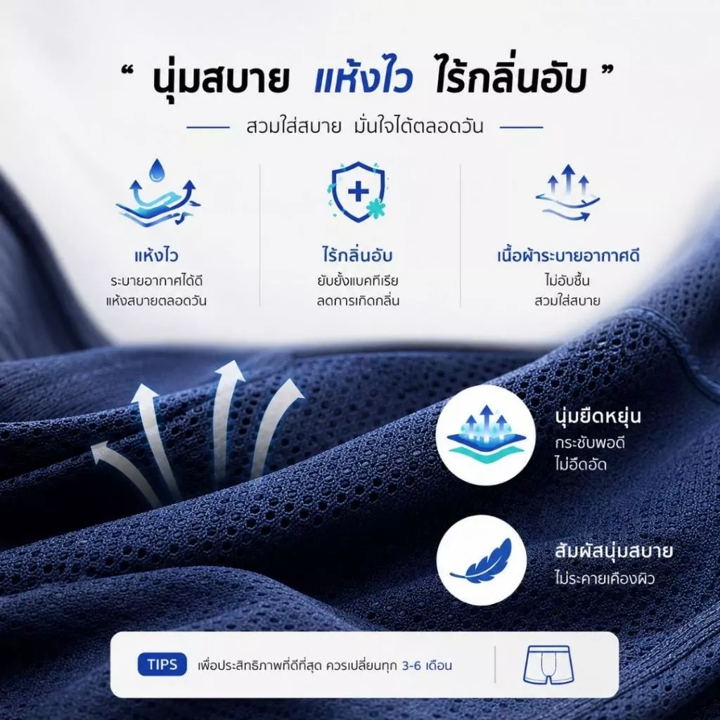 INNERCLUB บ๊อกเซอร์ชาย Cool & Dry (แพค 3 ตัว) คละสี กางเกงในผู้ชายขาสั้น Boxer ผ้าเย็น แห้งไว thumbnail 3