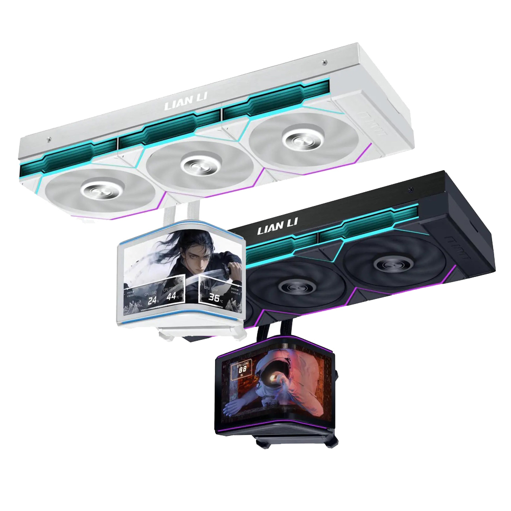 Lian Li Hydroshift II OLED Curved 360 UNI FAN TL FLEX AIO 360mm Liquid CPU Cooler Black/White