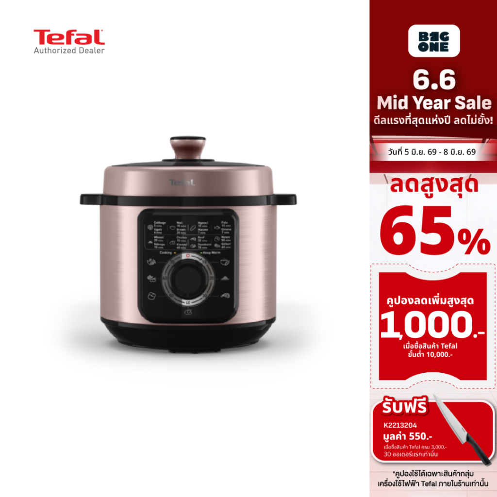 Tefal หม้ออัดแรงดันไฟฟ้า TURBO CUISINE รุ่น CY2116T0 สีม่วงเมทัลลิก 6 ลิตร CY2116 ประกัน 2 ปี