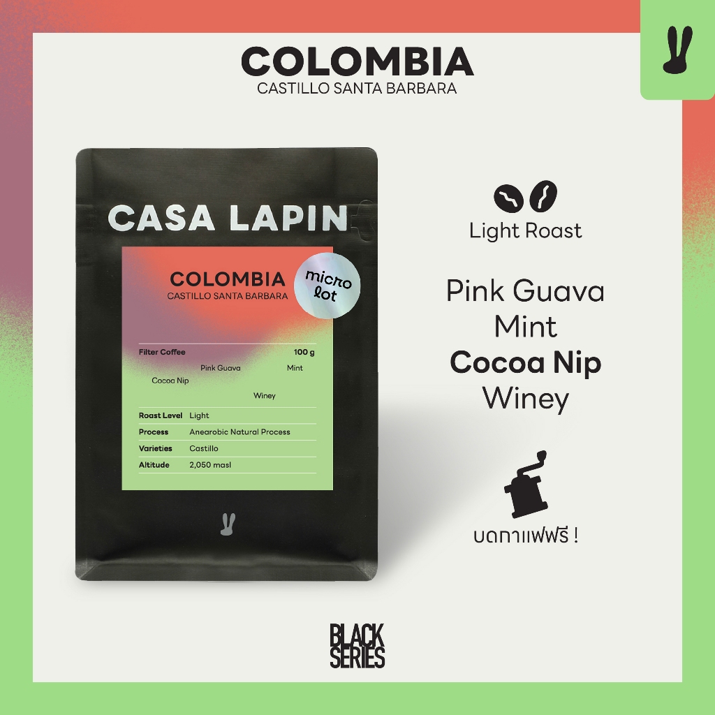 Colombia Castillo Santa Barbara Anaerobic Natural 100g. | เมล็ดกาแฟสำหรับชง Drip , Filter | Coffee Beans | CASA LAPIN
